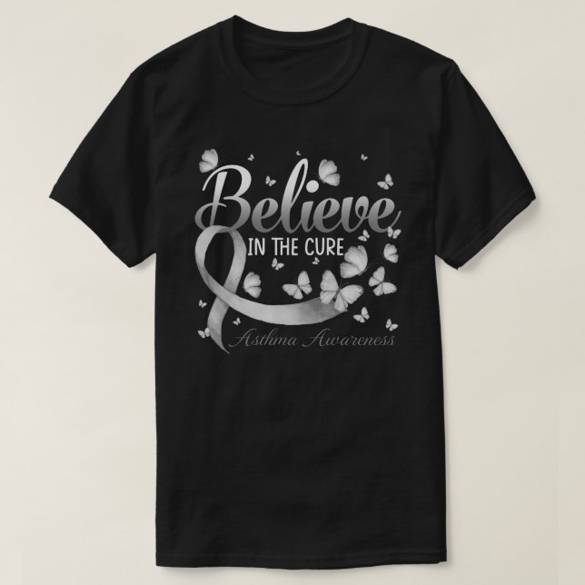 Camiseta Creer En La Cure Asthma Awareness Butterfly (Diseño del anverso)