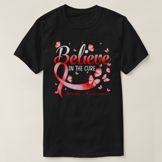 Camiseta Creer En La Cure Stroke Awareness Butterfly (Diseño del anverso)