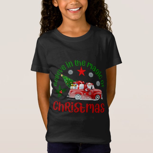 Camiseta Creer en la magia de los Navidades, Santa en rojo (Anverso)