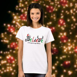 Camiseta Creer en la magia de un navidad vegano