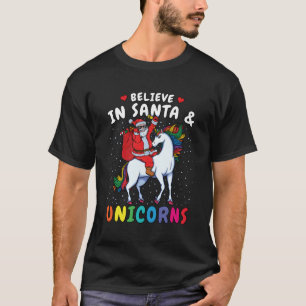 Camiseta Creer En Santa Y Unicornios Santa Riding Unicorn