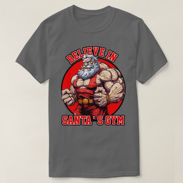Camiseta CREER EN SANTAS GYM Músculo Swole del Norte (Diseño del anverso)