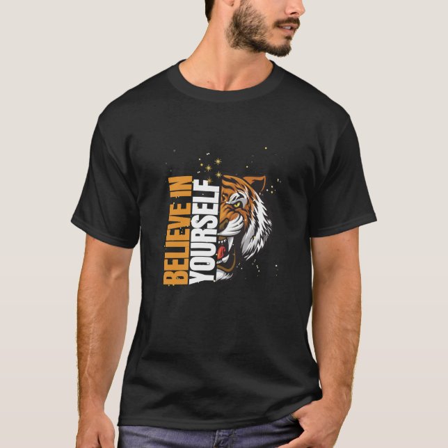 Camiseta Creer en ti mismo arte animal motivacional (Anverso)