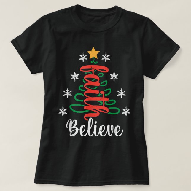 Camiseta Creer fe cristiana Jesús Navidades religiosos (Diseño del anverso)