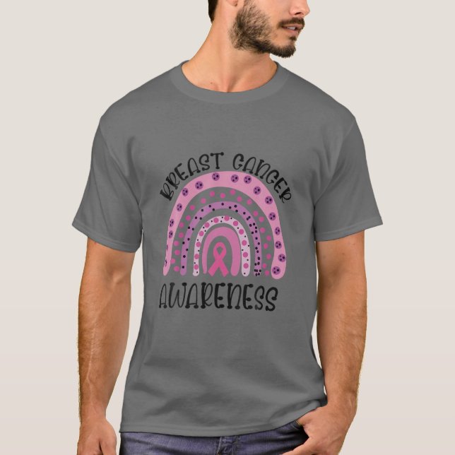 Camiseta Creer Fe Esperanza Amar El Cáncer De Mama Arcoiris (Anverso)