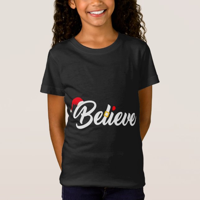 Camiseta Creer Feliz Navidad Santa Hat Christian (Anverso)