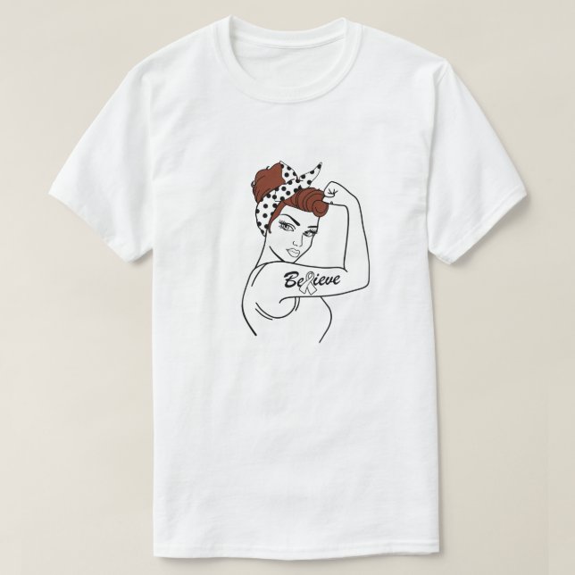 Camiseta Creer guerrero de la concienciación sobre el cánce (Diseño del anverso)