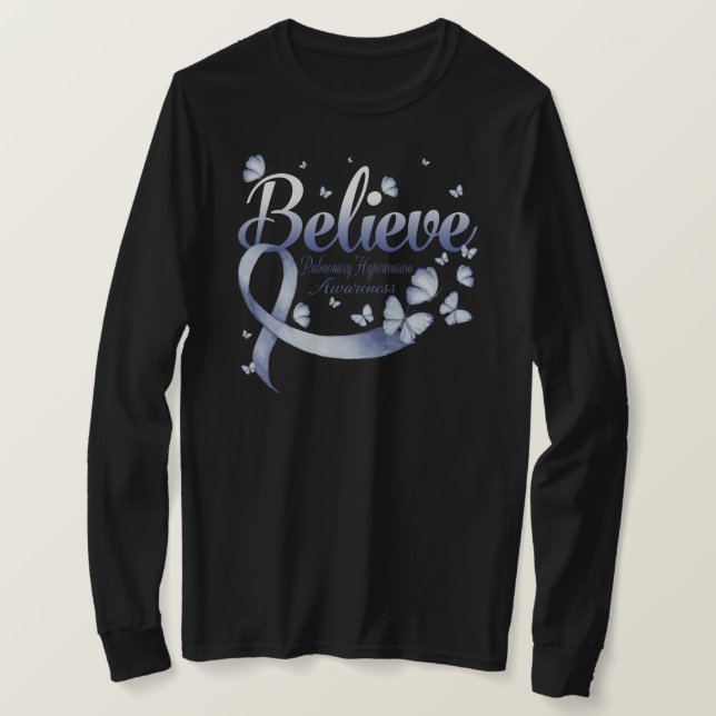 Camiseta Creer HIPERTENSIÓN PULMONAR Mariposa (Anverso del diseño)