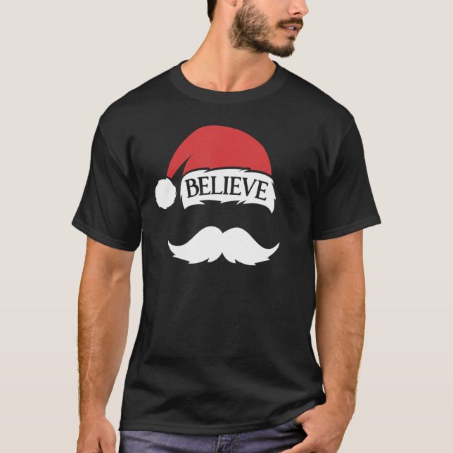 Camiseta Creer Mustache Santa Hat Cap Navidades Fu (Anverso)