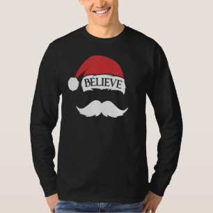 Camiseta Creer Mustache Santa Hat Cap Navidades Fu