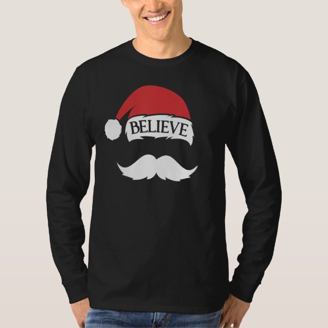 Camiseta Creer Mustache Santa Hat Cap Navidades Fu (Anverso)
