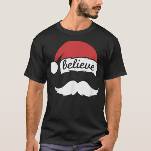 Camiseta Creer Navidades familiares de bigote blanco de San