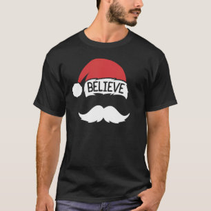 Camiseta Creer Navidades familiares de Santa Hat Mustache
