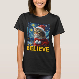 Camiseta Creer Navidades Shirt Starry Night Van Gogh Cat