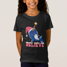 Camiseta Creer que los Navidades de Narwhal niegan luces de