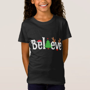 Camiseta Creer que los Navidades de reno y Santa Tree coinc