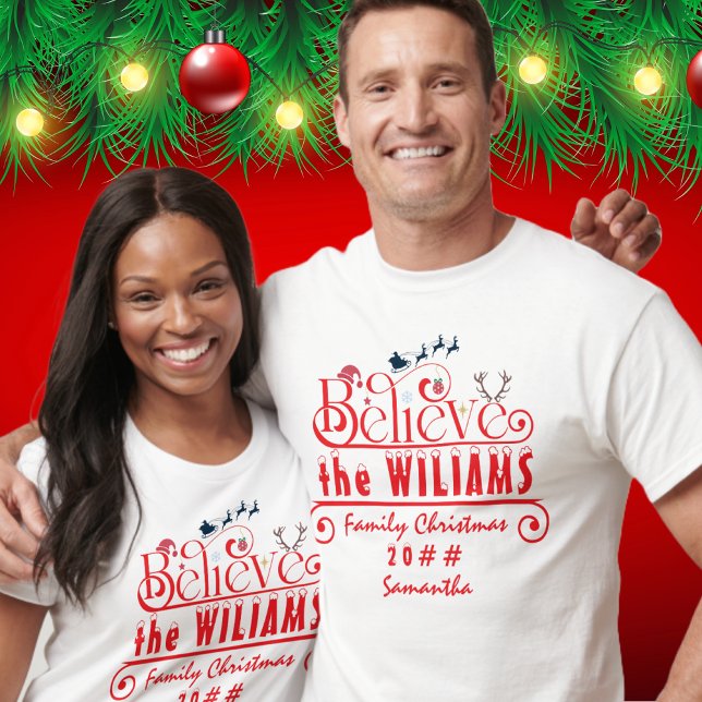 Camiseta Creer que los Navidades familiares coincidentes so (Believe Matching Family Christmas Personalized T-Shirt Family Photo Shoot Matching Graphic Tees)