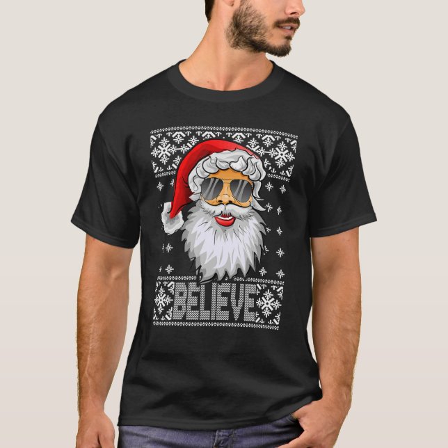 Camiseta Creer que Santa Claus Gafas de sol Navidades Fami (Anverso)