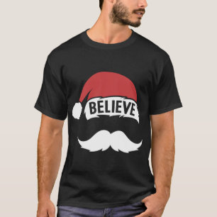 Camiseta Creer Santa Hat Cap Blanco Mustache Familia Cristo