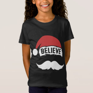 Camiseta Creer Santa Hat Cap Blanco Mustache Familia Cristo