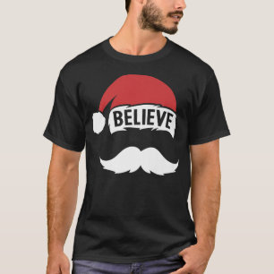 Camiseta Creer Santa Hat Cap Blanco Mustache Familia Cristo
