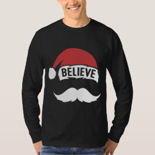 Camiseta Creer Santa Hat Cap Blanco Mustache Familia Cristo