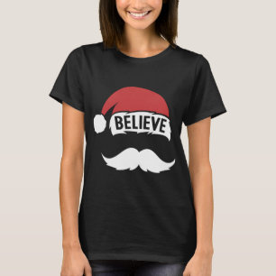 Camiseta Creer Santa Hat Cap Blanco Mustache Familia Cristo