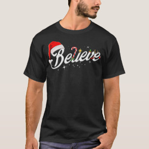 Camiseta Creer Santa Hat Elf Rudolph Candy Merry Christm