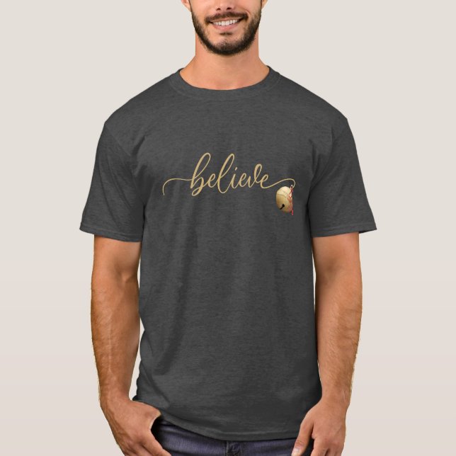 Camiseta Creer tipo de guión con jingle Bell (Anverso)