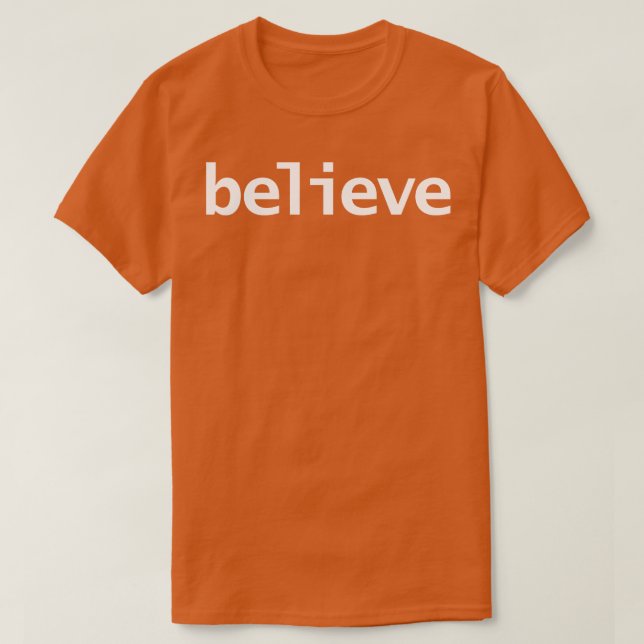 Camiseta Creer tipografía mínima Texto blanco (Diseño del anverso)