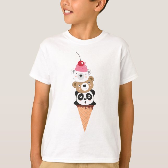 Camiseta Crema de hielo con unos osos kawaii bonitos y grac (Anverso)