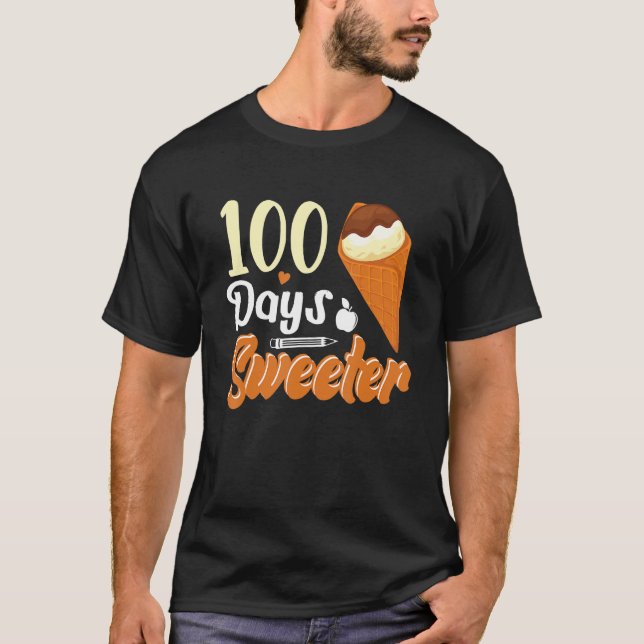 Camiseta Crema De Hielo Cone 100 Días De Profesores Escolar (Anverso)