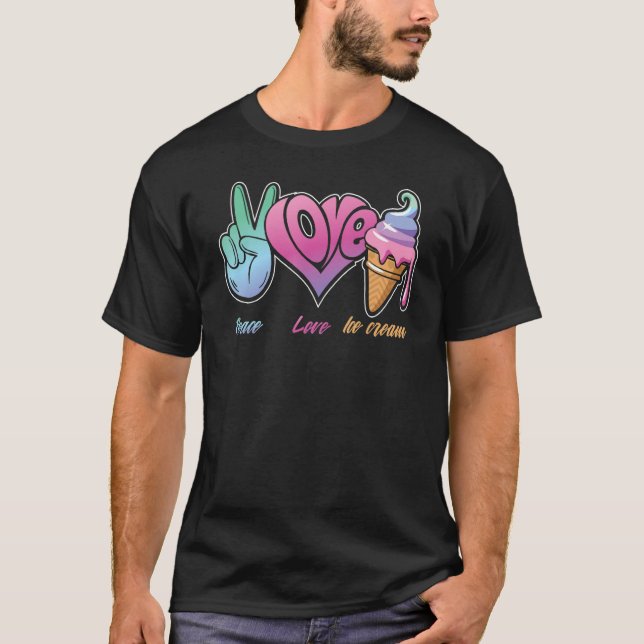 Camiseta Crema De Hielo De Amor Por La Paz Para El Fanático (Anverso)