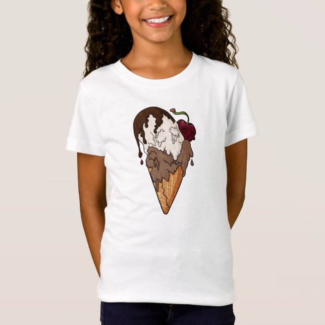 Camiseta Crema de hielo de cráneo clásico y dulce mortal (Anverso)