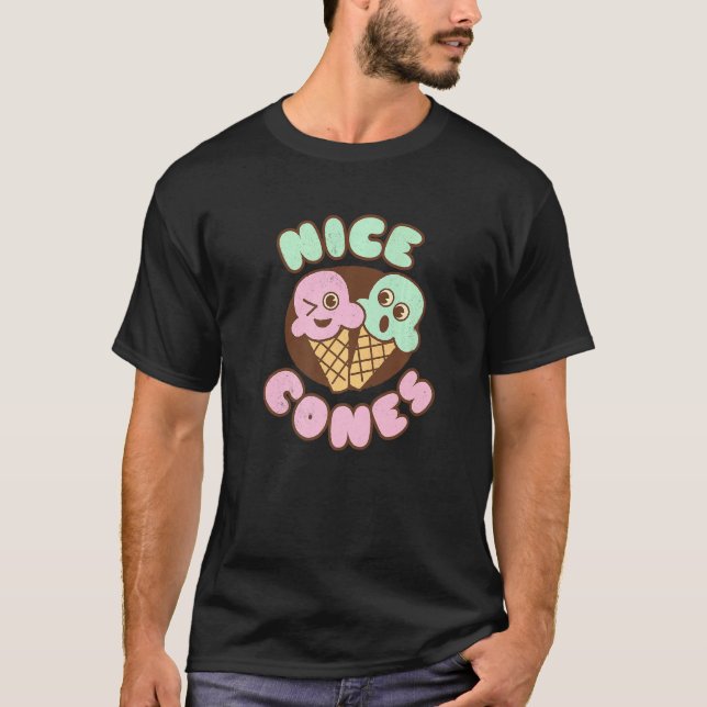 Camiseta Crema De Hielo De Invierno Alegre Lindo Cones Comi (Anverso)
