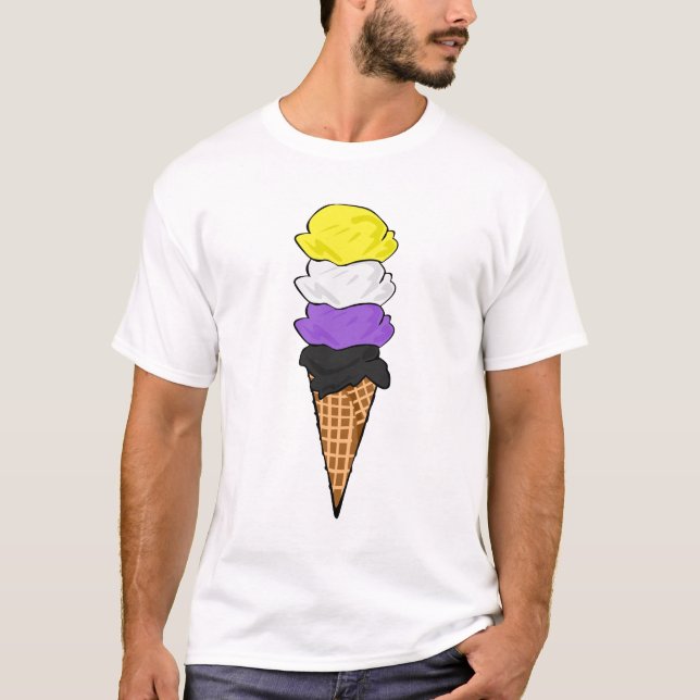Camiseta Crema de hielo de orgullo no binaria (Anverso)