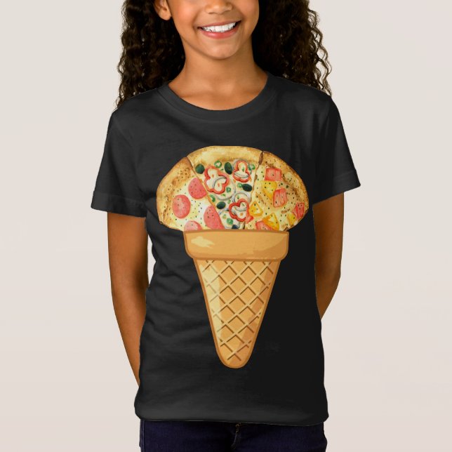 CAMISETA CREMA DE HIELO DE PIZZA - COMIDA RÁPIDA Y CARNE DE (Anverso)