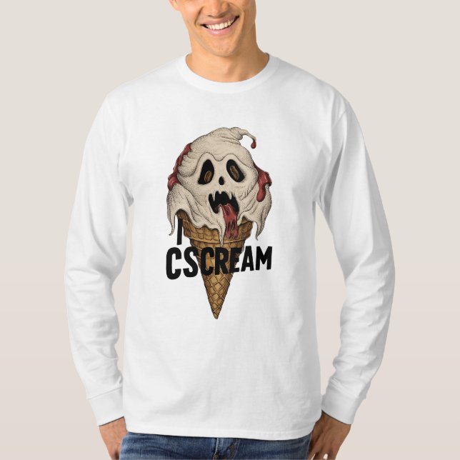Camiseta Crema de hielo fantasma espeluznante "I CSCREAM" (Anverso)