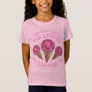 Camiseta Crema de hielo Fiesta social Scoop rosado Waffle C