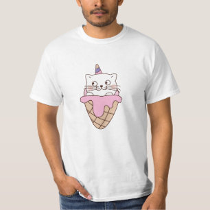Camiseta Crema De Hielo Gato Waffle Unicorn Cute Kitten Gra