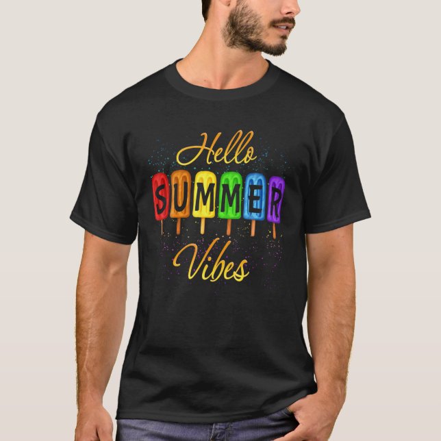 Camiseta Crema de hielo Hola Vibes de verano Popsicles Arco (Anverso)