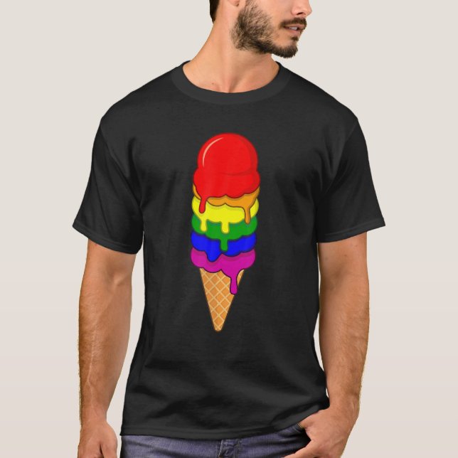 Camiseta Crema de hielo Mes del Orgullo LGBT Bandera arcoir (Anverso)