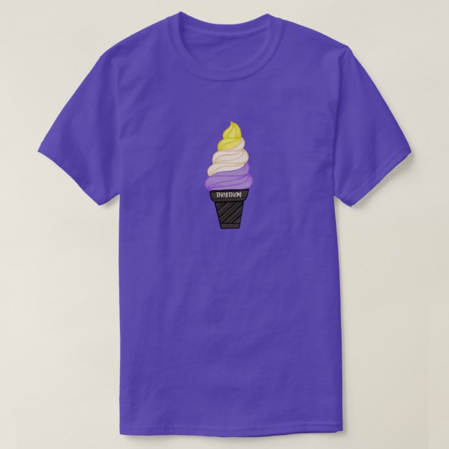 Camiseta Crema de hielo no binario LGBTQIA+ Pronoune Cone (Diseño del anverso)