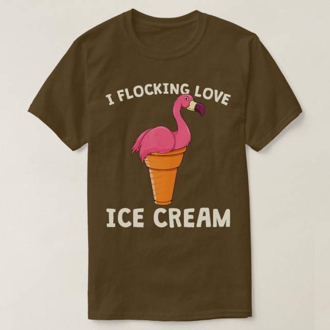 Camiseta Crema de hielo rosa Flamingo Cono Waffle Amor de v (Diseño del anverso)