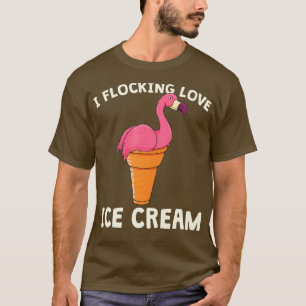 Camiseta Crema de hielo rosa Flamingo Cono Waffle Amor de v