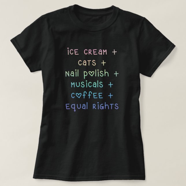 Camiseta "Crema de hielo y gatos y derechos de nail polacos (Diseño del anverso)