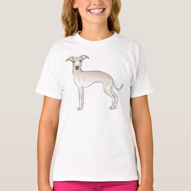 Camiseta Crema Italiana Greyhound Dog Cute Cartoto Perro (Anverso)