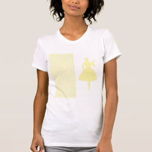 Camiseta Crema moderna Houndstoth con Silueta de Moda