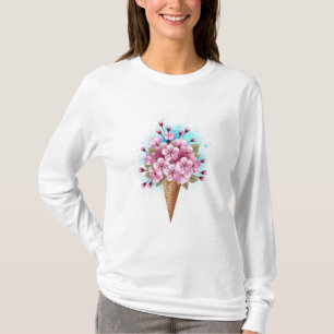 Camiseta Crema rosa de hielo Sakura Waffle Cone
