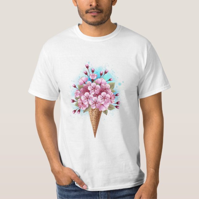 Camiseta Crema rosa de hielo Sakura Waffle Cone (Anverso)